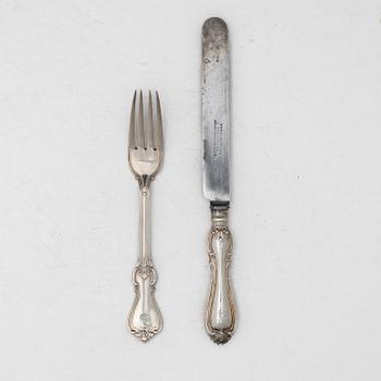 Gustaf Möllenborg, Ten Swedish silver flatware pieces, "Olga", mark of Möllenborg-Feron, Stockholm, 1853-1865.