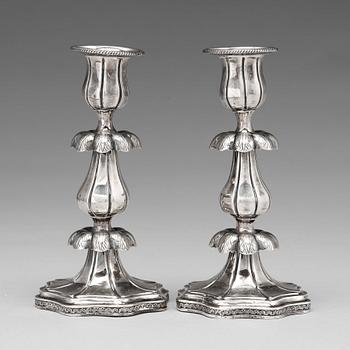 116. A pair of Finnish candlesticks, mark of Olof Robert Lundgren, Åbo 1848.