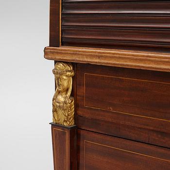 A late Gustavian mahogany secretaire, Stockholm, early 19th century,