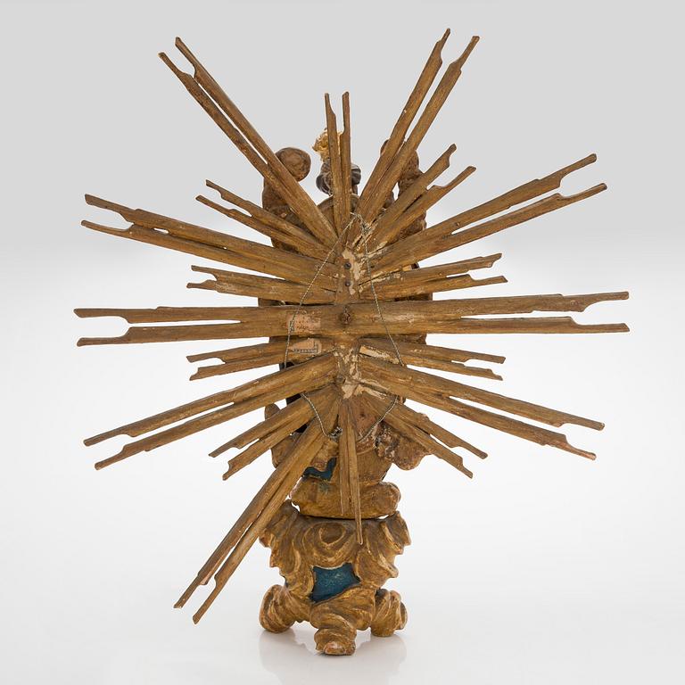 A Madonna with Child sculpture, 18th century, presumably Northern Europe.
