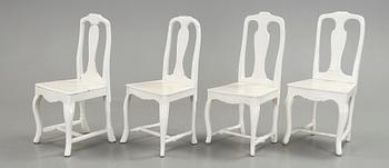 STOLAR, 4 st, snarlika, senbarockstil, omkring 1800-talets mitt.