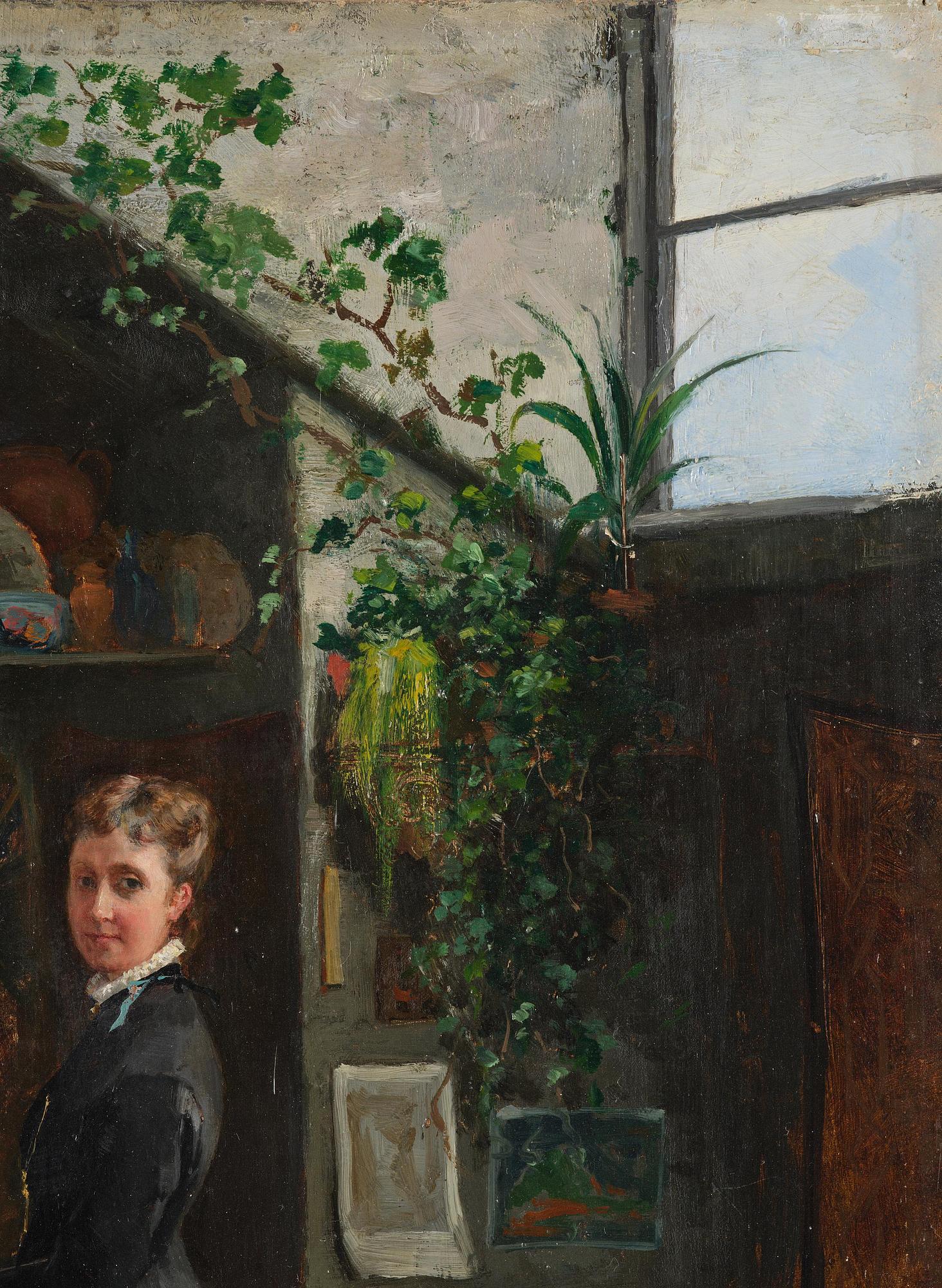 Unknown artist, 19th century. Female artist in her studio.