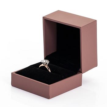 An 18K rose gold ring, with a brilliant-cut diamond approximately 2.01 ct, accompanying HRD report.