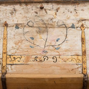 A Swedish folk art chest from  Hälsingland, 1776.