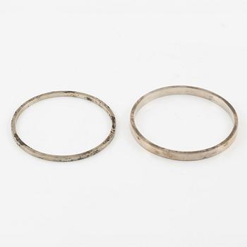 Lars Arby, five arm rings, sterling silver, Gothenburg 1963, 1966 and 1967.