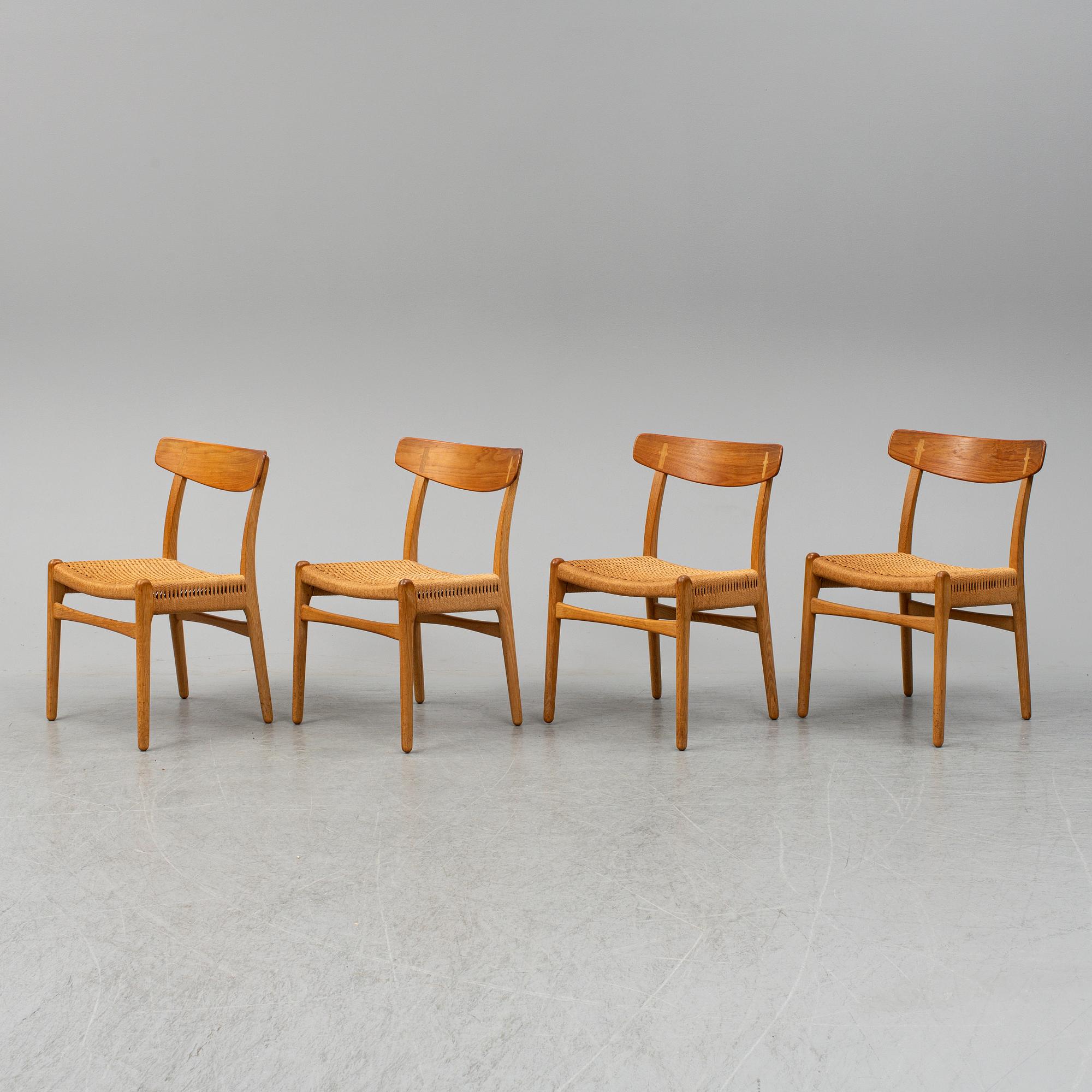 HANS J. WEGNER, stolar, 4 stycken, "Spisestolen", CH-23, Danmark.