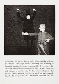 168. David Hockney, "The boy who left to learn fear", ur: "Illustrations for six fairy tales from the brothers Grimm".