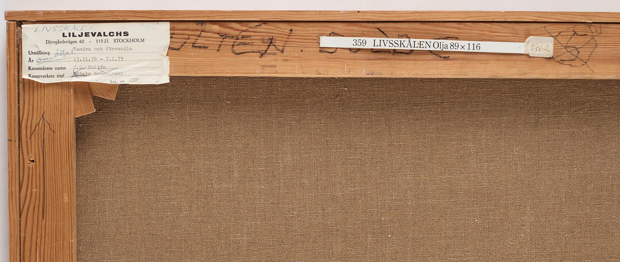 CO HULTÉN, oil on canvas, signed and dated 1962 on verso.