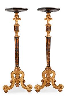 A pair of French Baroque circa 1700 candle stands.