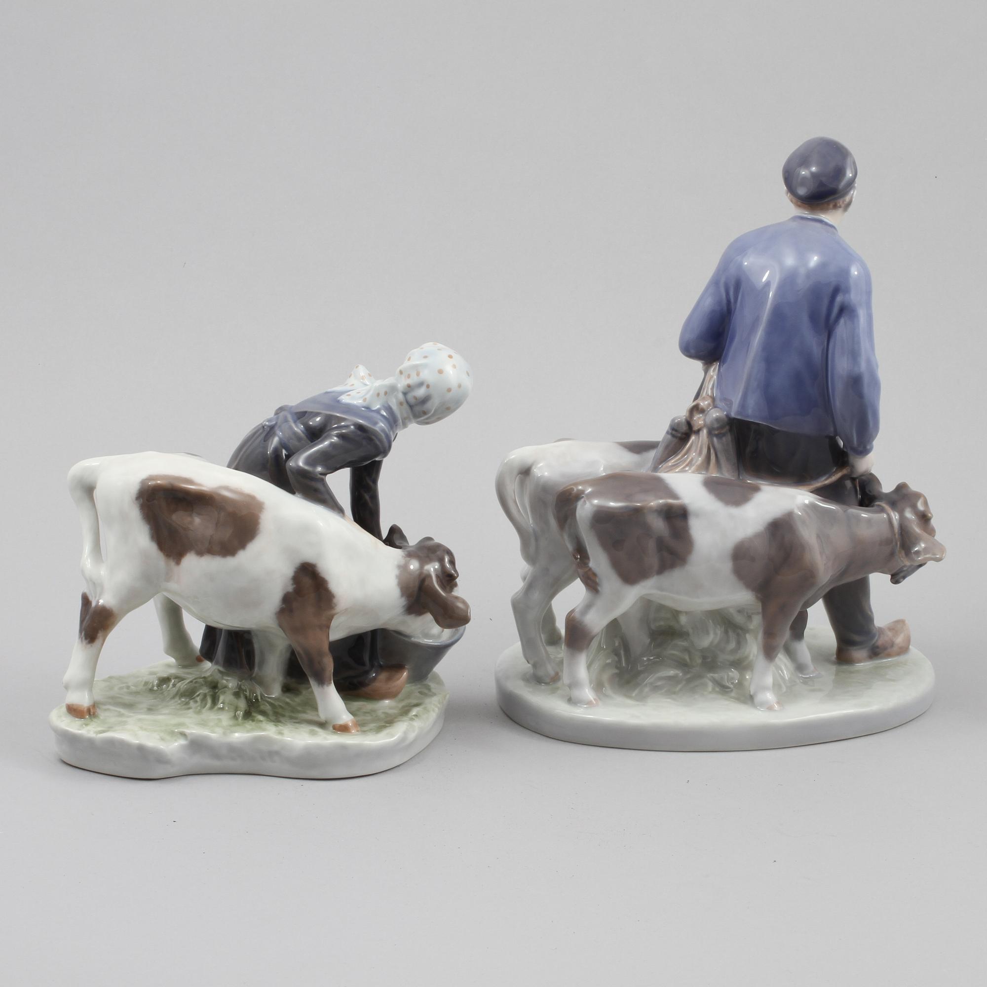 FIGURINER, 2 st, porslin, Christian Thomsen, Royal Copenhagen, 1900-tal.