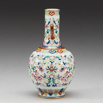 A famille rose vase, presumably Republic, with Jiaqing seal mark.