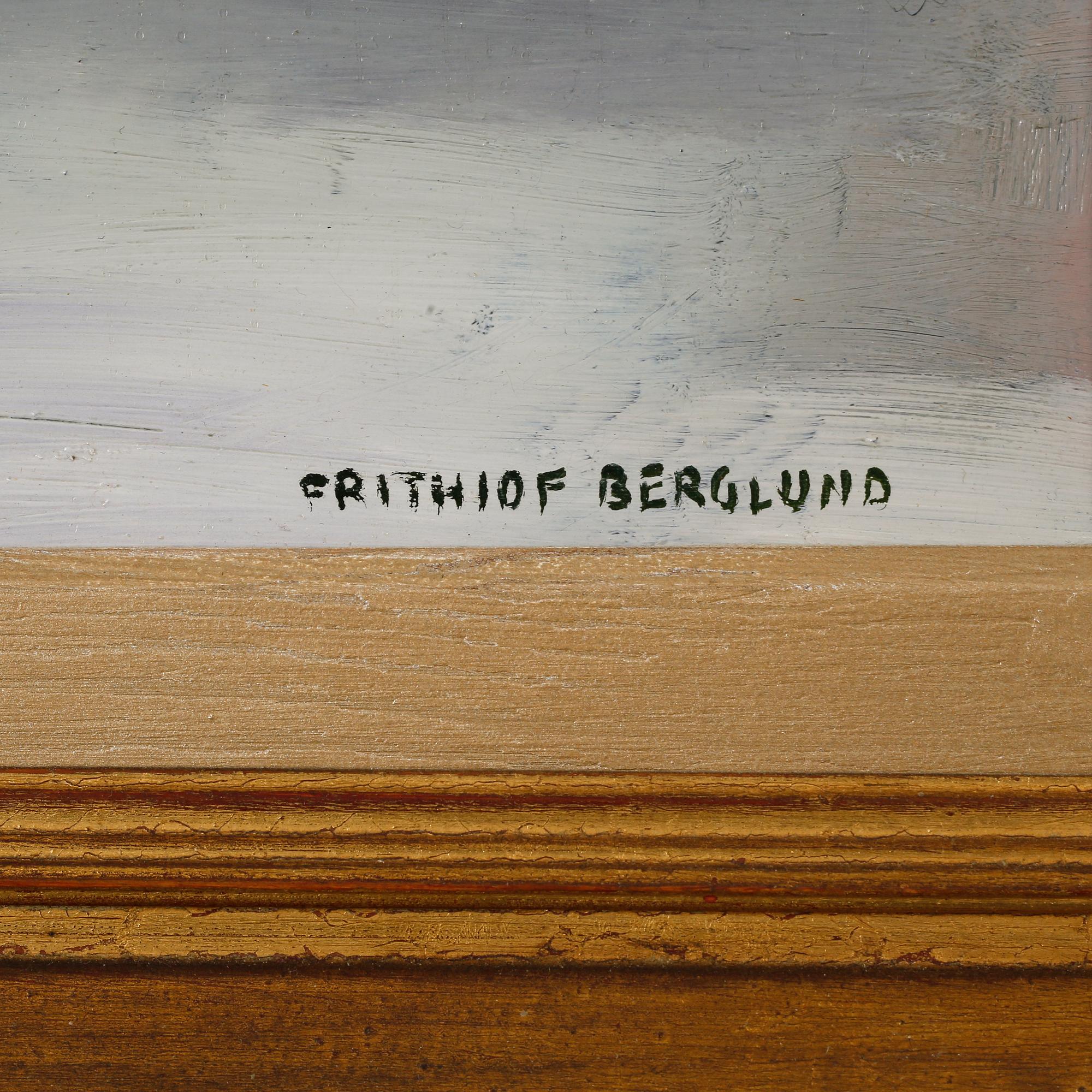 FRITHIOF BERGLUND, olja på pannå, signerad.