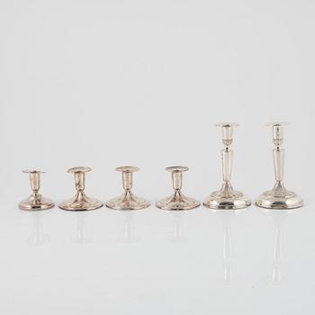 Silver candlesticks, 3+2+1, Ceson Guldvaru Ab, Gothenburg, Sweden, 1964-1971.
