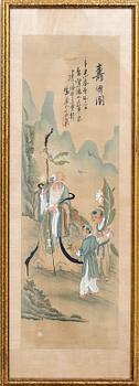 Shanghai School, 3 pieces, first half of the 20th century, Landscape with Figures.