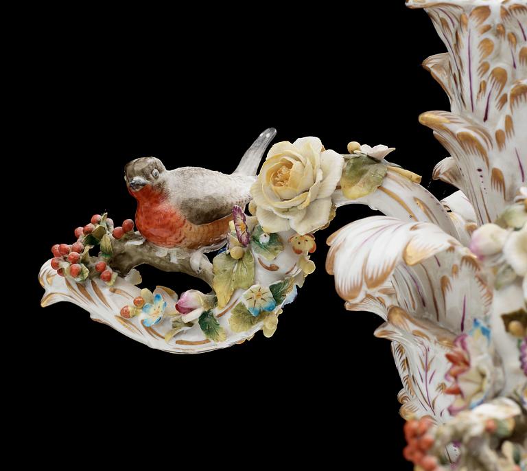A Rococo style porcelain chandelier, ca 1900.