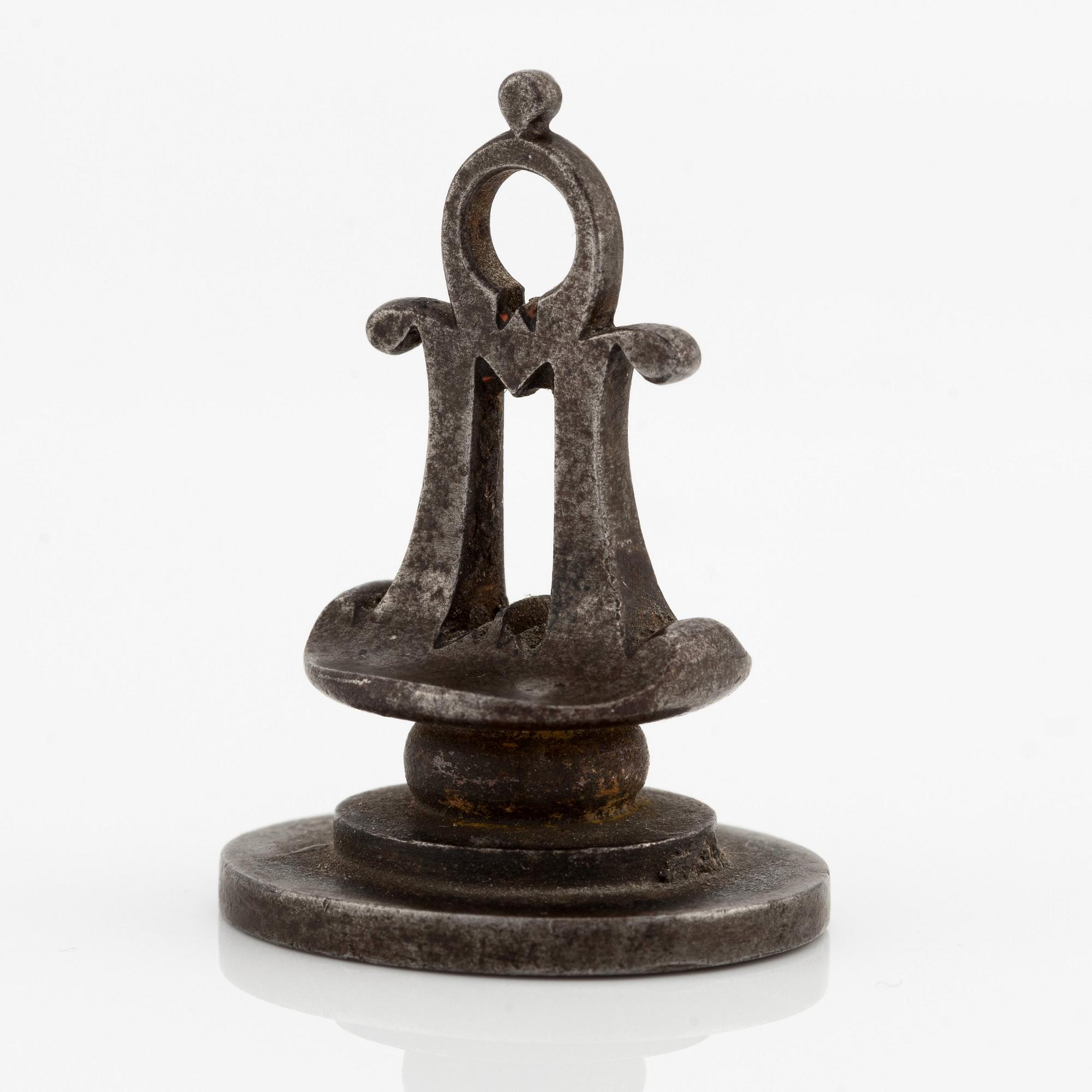 An engraved steel seal stamp for the noble family Stiernheim, early 18th century.