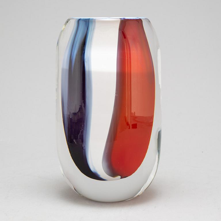 A glass vase by Mats Johansson, Målerås, signed and numbered 11/99.