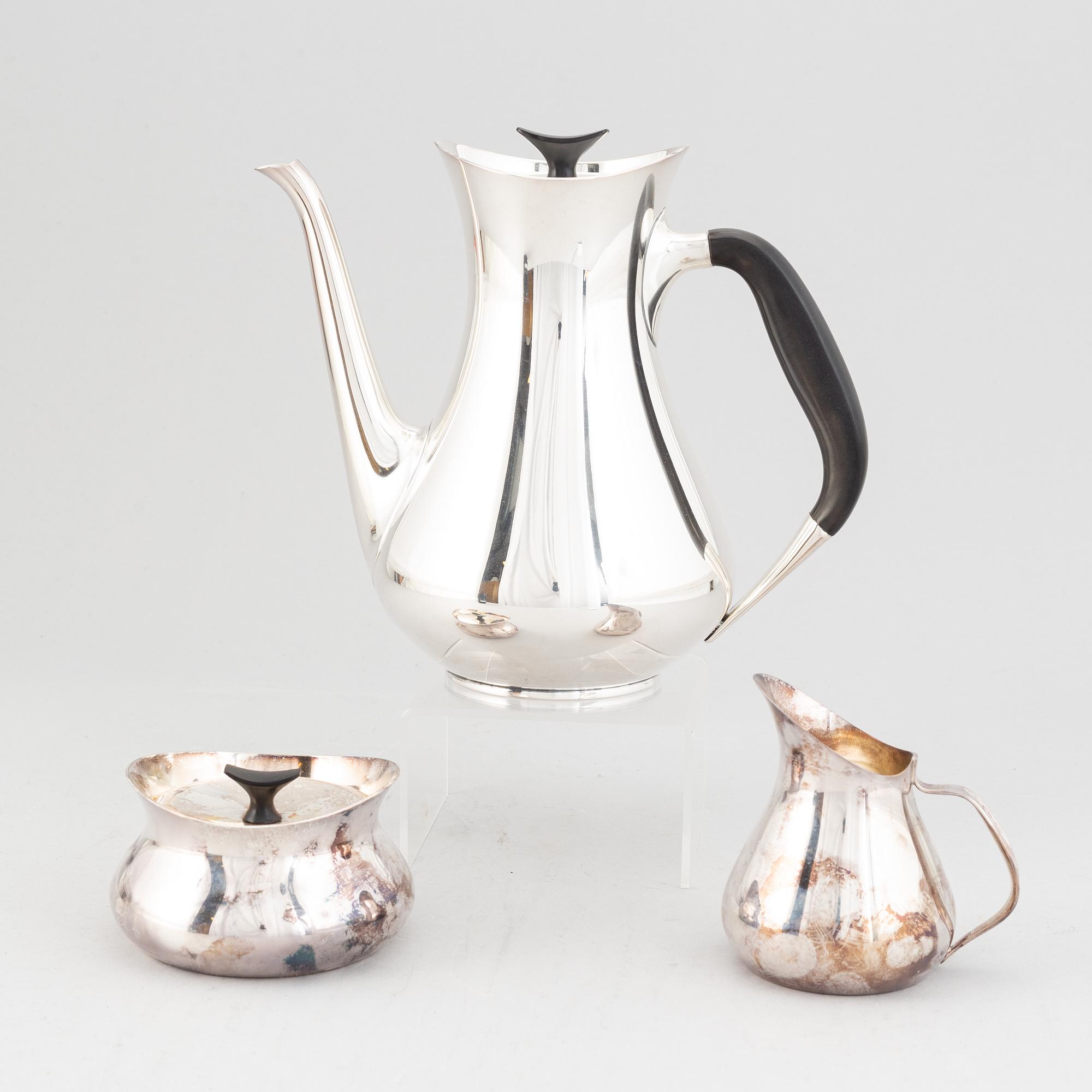Three pieces silver coffe service,