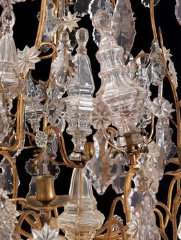 A Louis XV 18th/19th century century six-light chandelier.