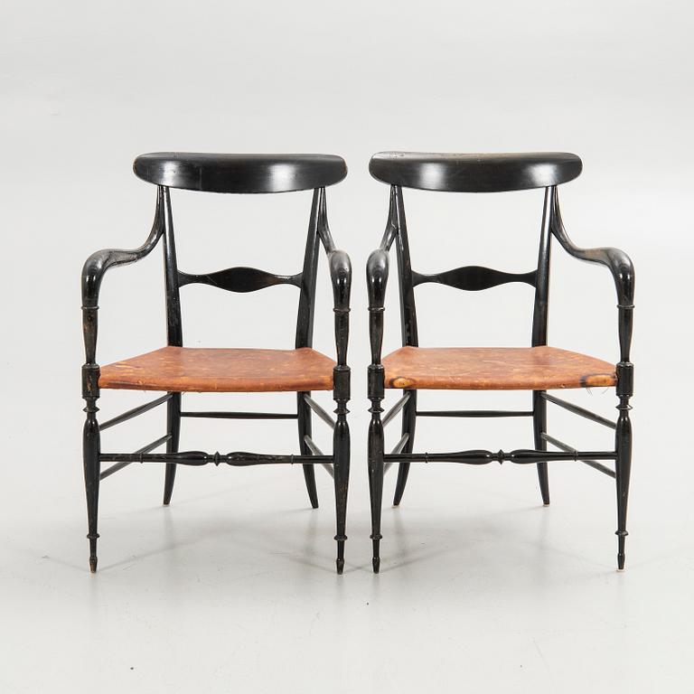 Armchairs, a pair, probably Chiavari, Italy, 20th century.
