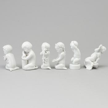 Six porcelain figures, Bing & Gröndahl and Royal Copenhagen, Denmark, second half of the 20th century.