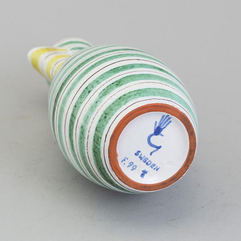 STIG LINDBERG, kanna med lock, fajans, Gustavsberg studio 1940-/50-tal.