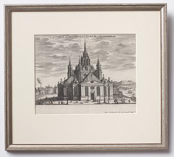 Four Swedish 19th century engravings from "Suecia Antiqua et Hodierna".