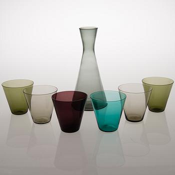 A set of six 'Kartio' glasses and a glass carafe, mid-20th Century.