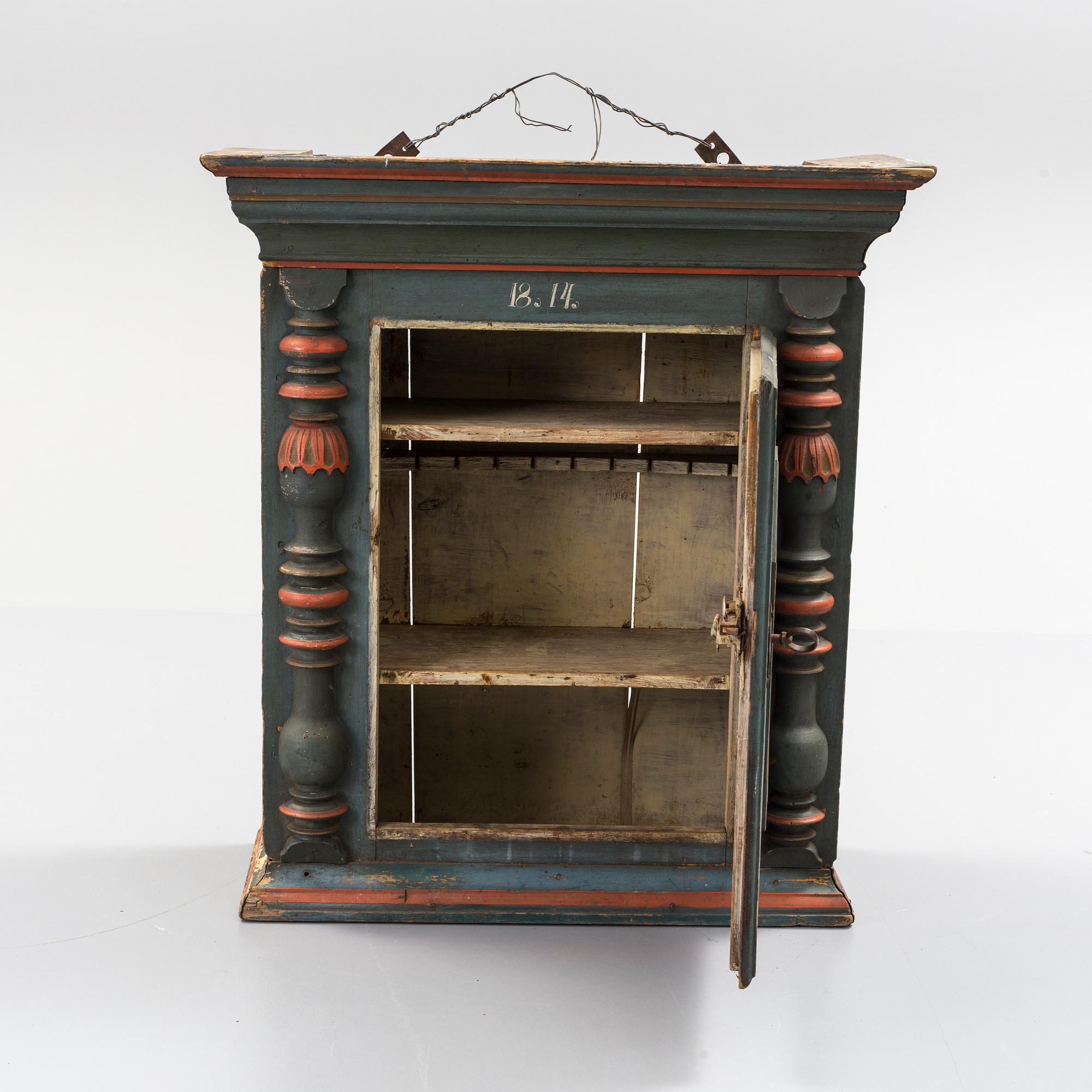 HÄNGSKÅP, allmoge, Delsbo, Hälsingland, märkt 1814 samt JLS EED 1836.