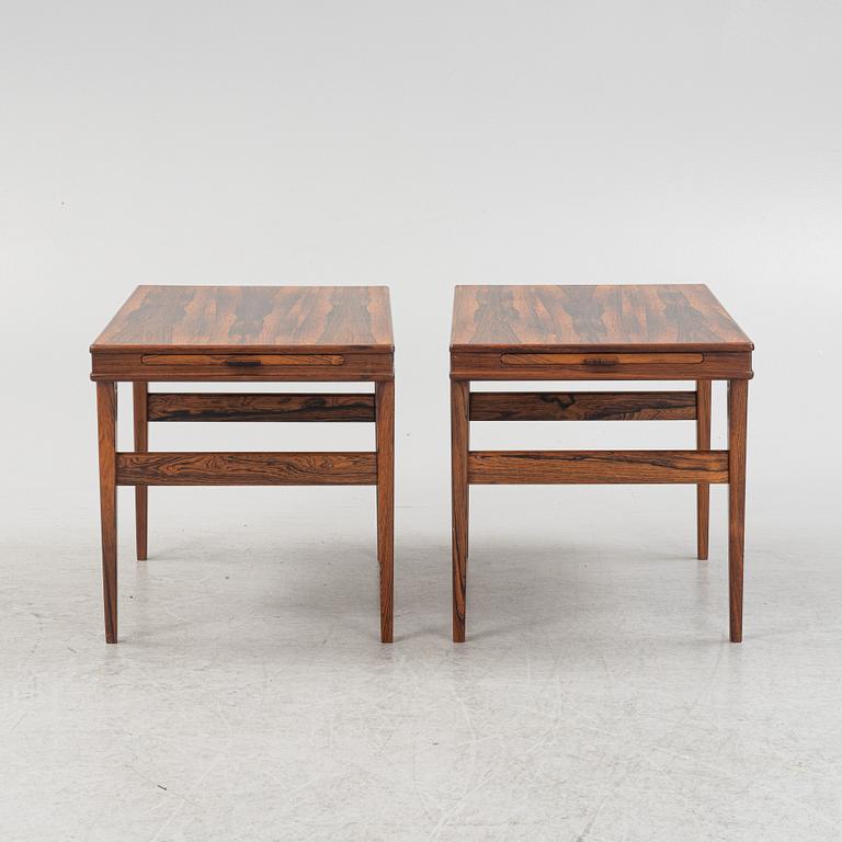 Johannes Andersen, a pair of rosewood-veneered side tables, 1960's.