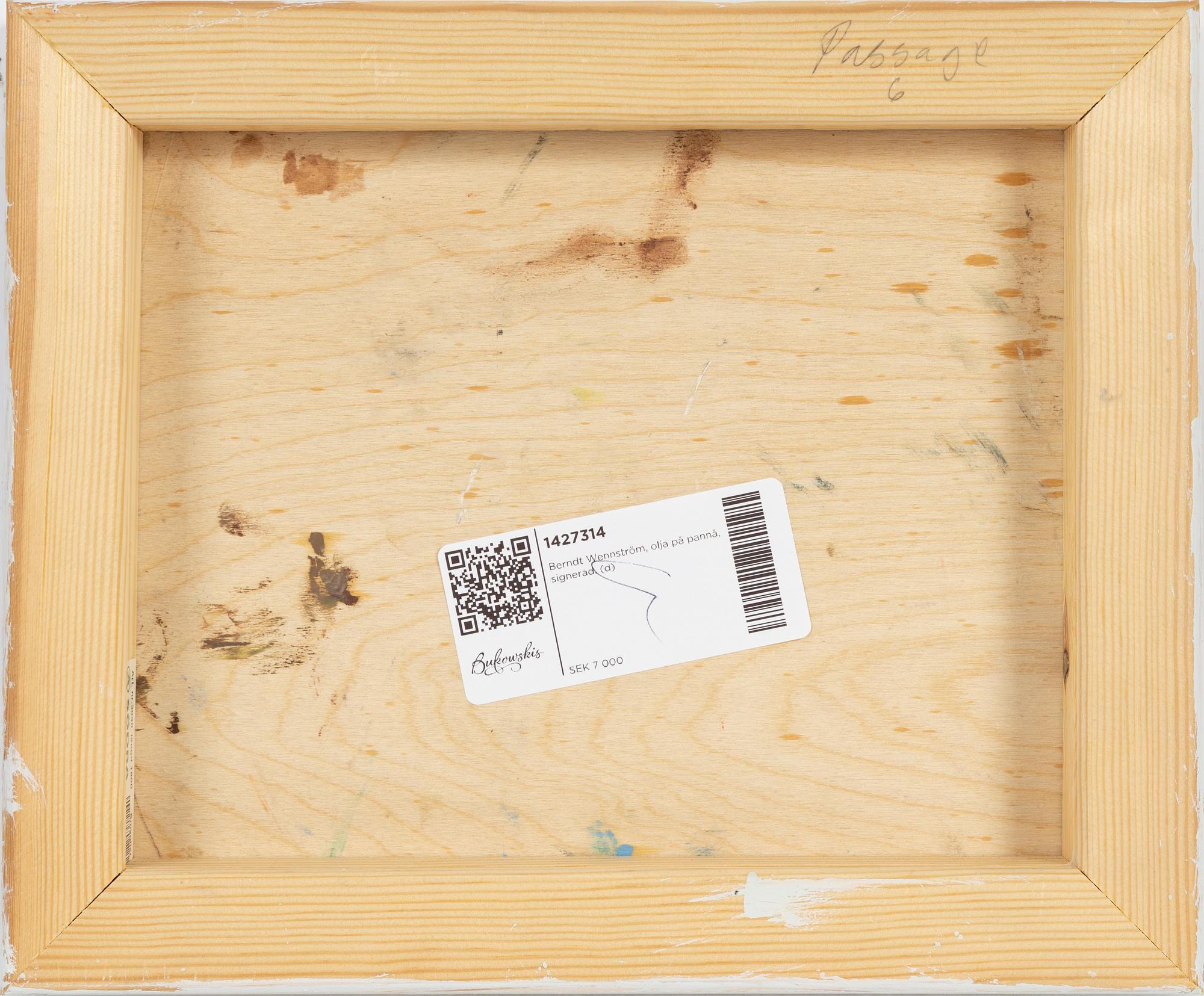 Berndt Wennström, olja på pannå, signerad.