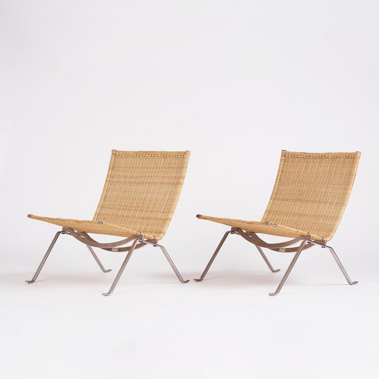 Poul Kjaerholm, fåtöljer, ett par, "PK22", Fritz Hansen, Danmark, 2000.