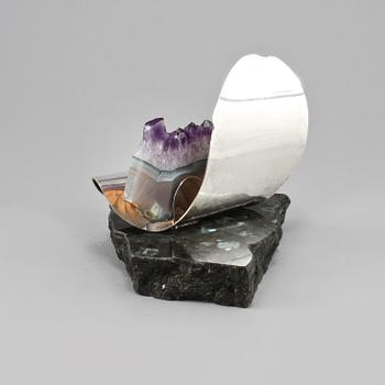 ELON ARENHILL, skulptur, delvis silver och ametist, signerad och daterad 03.