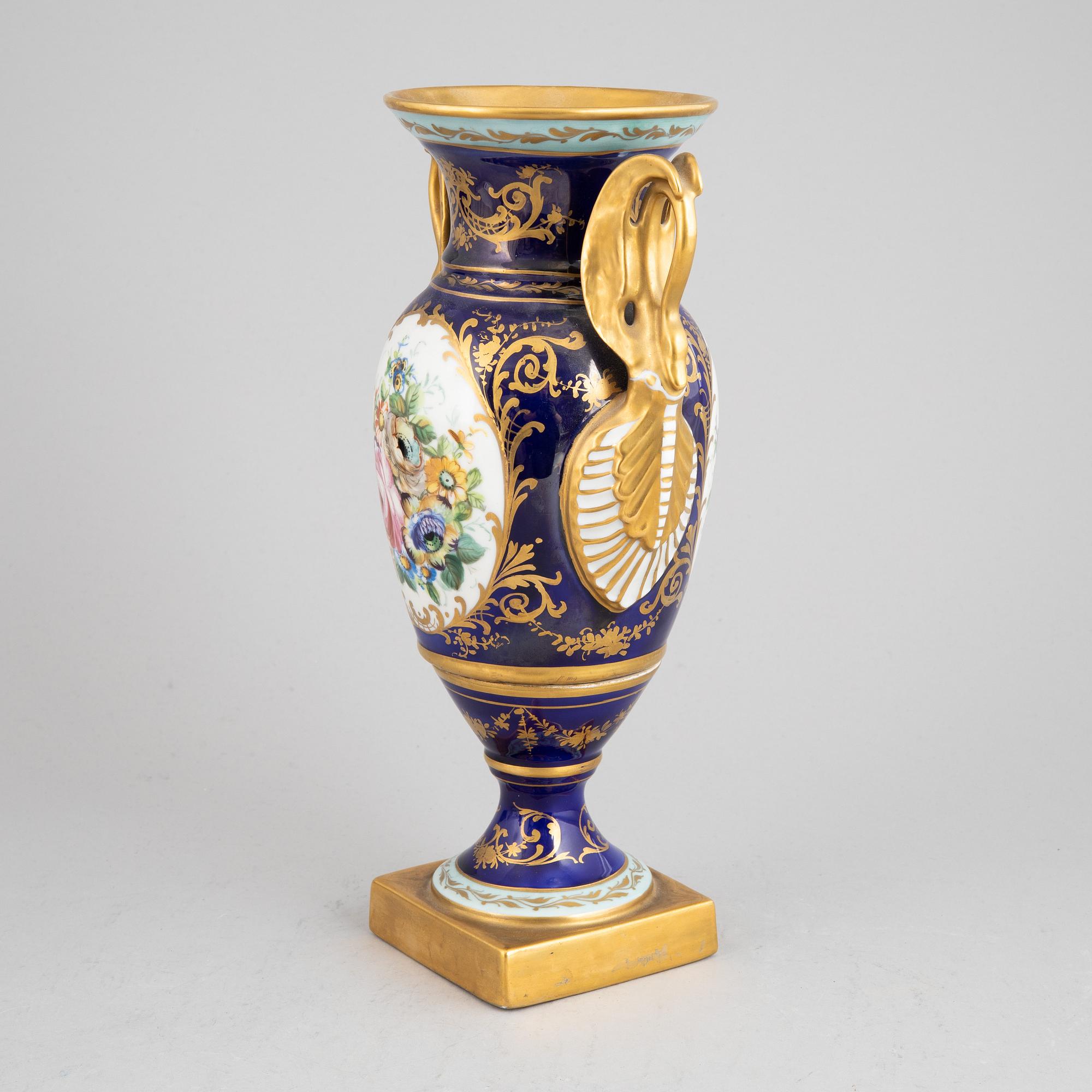 An Empire style porcelain urn decorated by Atelier Le Tallec, France, mid 20th century.