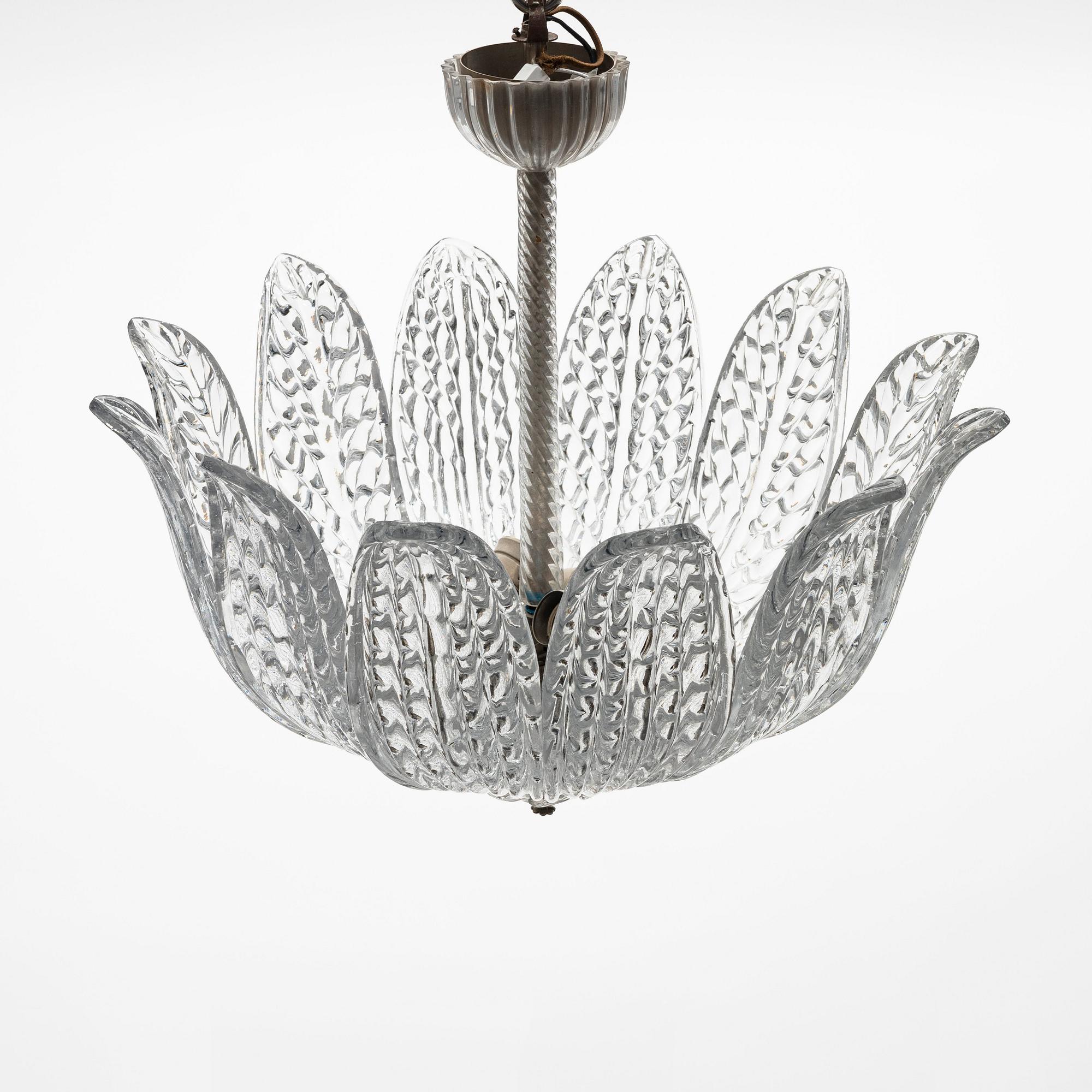 Fritz Kurz, a ceiling lamp, model "KD 946/1", for Orrefors, Sweden, 1940-50s.