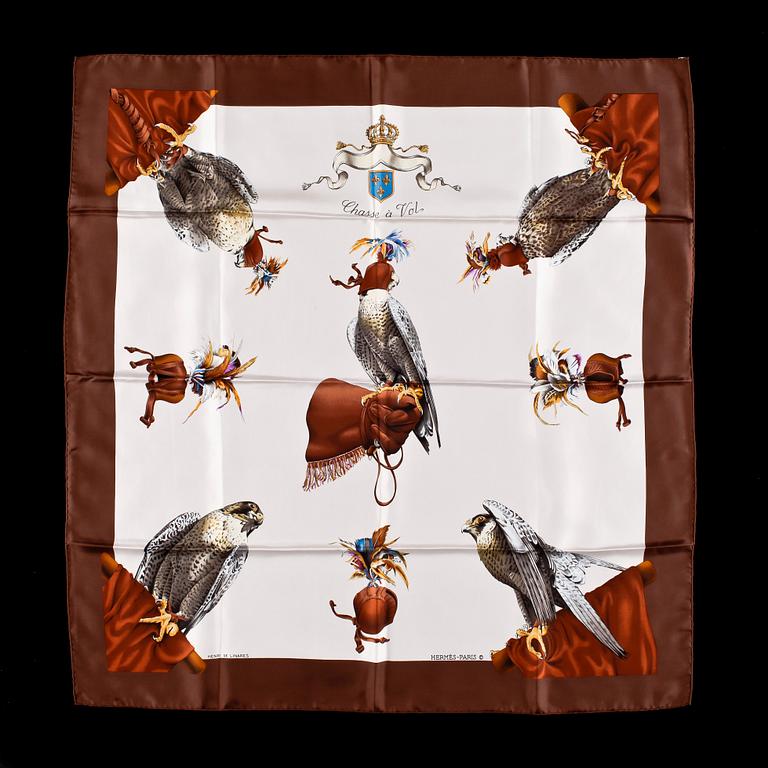 A silk scarf by Hermès, "Chasse à Vol".