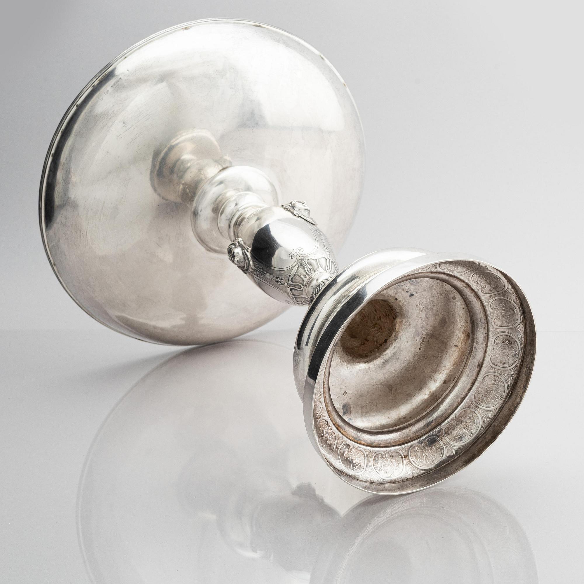 A Danish large silver bowl on foot, mark of Anton Michelsen, Copenhagen 1865.