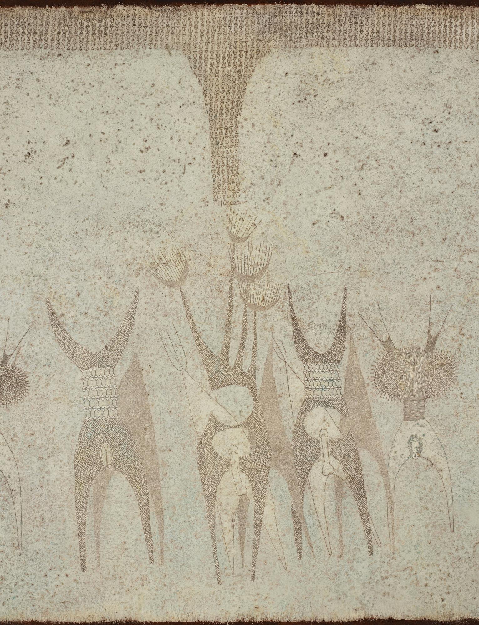 THEA EKSTRÖM, blandteknik på papper lagd på pannå, signerad och daterad 9 VI 65.