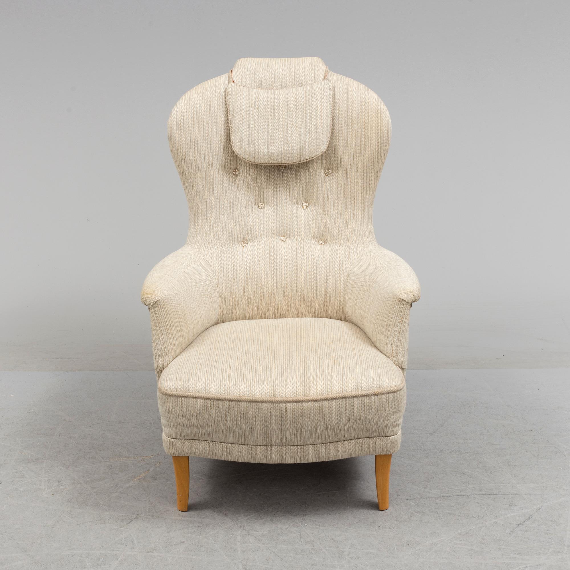 CARL MALMSTEN, fåtölj, "Farmor", AB O H Sjögren, Tranås, 1900-talets andra hälft.