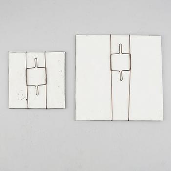 Heljä Liukko-Sundström, two ceramic wall plaques, Arabia, Finland-.