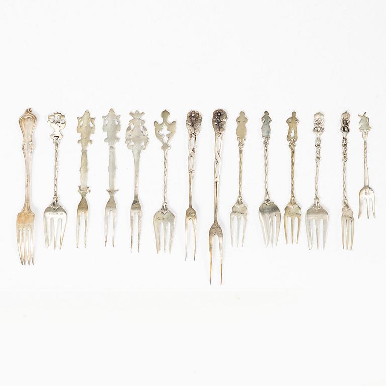 Cutlery, 30 pieces, silver, including Sweden, 19th century.