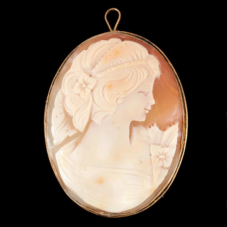 BROSCH, Guldpläterat silver, 1800-talets slut.