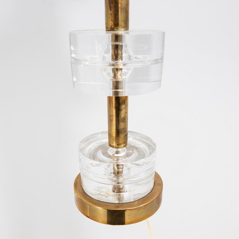 A Carl Fagerlund glass and brass table lamp Orrefors 1970s.