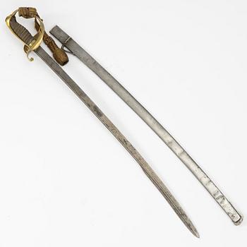 Sabre, Swedish, 1859 pattern for infantry officer, with scabbard.