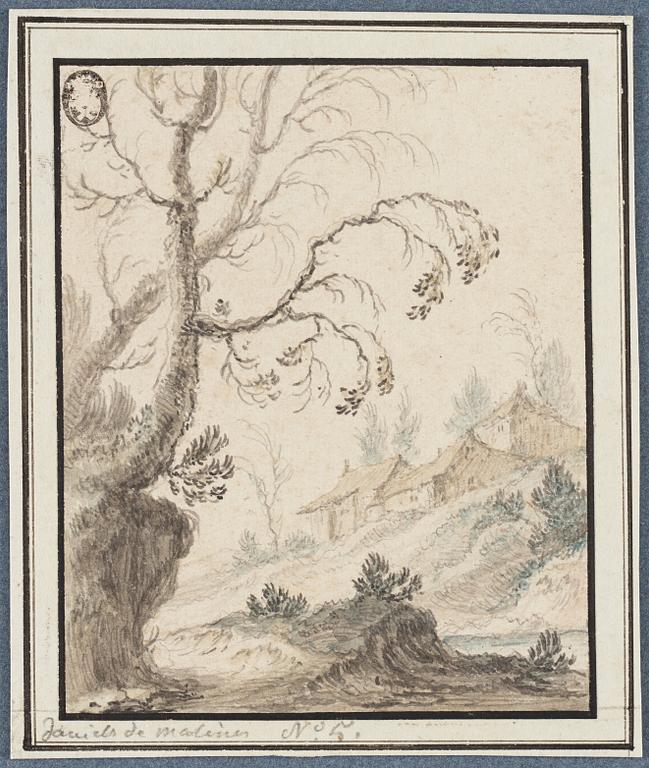 UNKNOWN ARTIST 17TH CENTURY. With text: 'Daniel de Malinas'. (2). Watercolour and inkwash 11.5 x 9.5 cm.