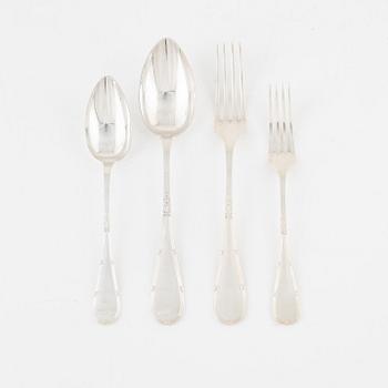 A Swedish silver cutlery, 24 pieces, model 'Rosen', mark of GAB/Nordiska Kompaniet, Stockholm, 1930-31.
