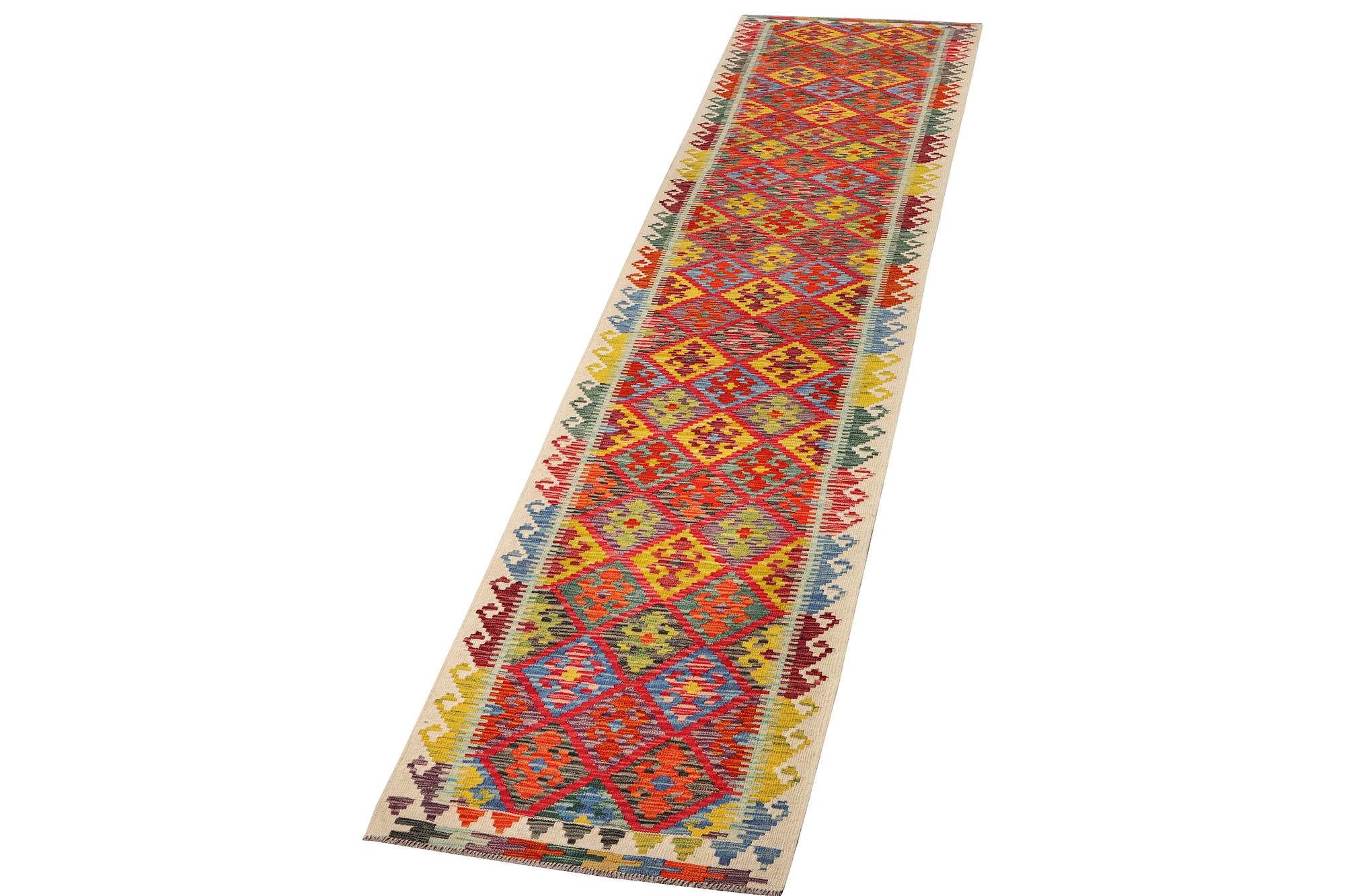 A runner carpet, Kilim, c. 497 x 84 cm.