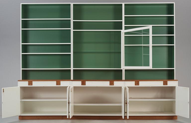 A set of three sections of Josef Frank book shelves, Svenskt Tenn, model 2255.