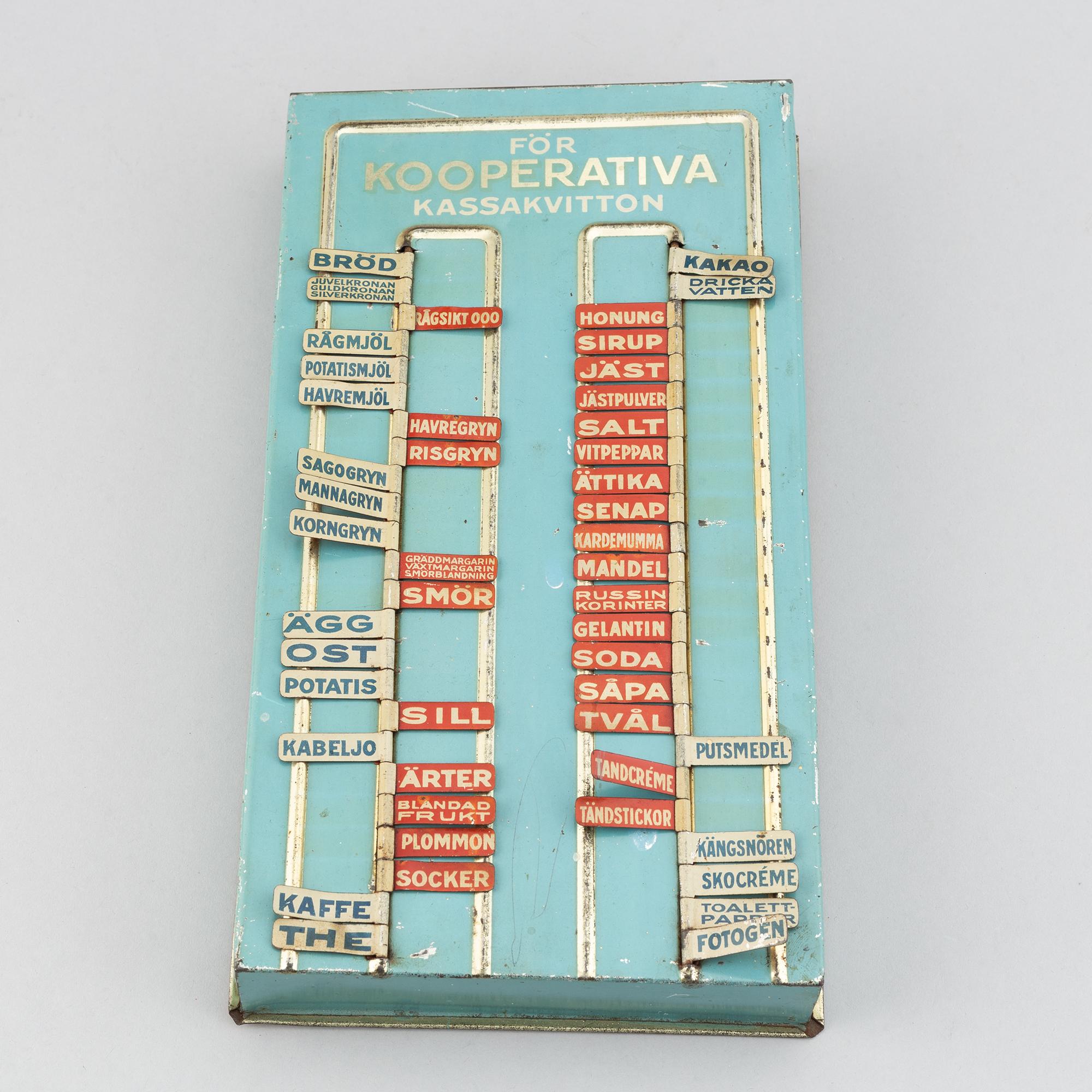 INKÖPSTAVLA, Kooperativa förbundet, 1930-/40-tal.