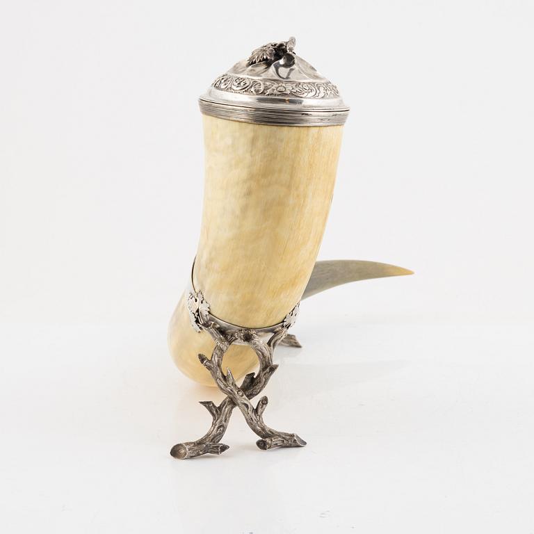 Dryckeshorn, horn och silver, Samuel Petterson & Carl Olof Holm,  Linköping, Norrköping, 1854-63.